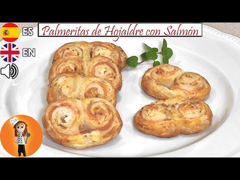 Palmeritas de Hojaldre con Salmón y Queso en 4 INGREDIENTES!