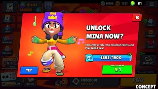 WOOW!!🔥 NEW BRAWLER MINA 1900 CREDITS🎁 BRAWL STARS NEW UPDATE😨