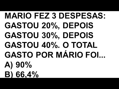 PROBLEMA ENVOLVENDO PORCENTAGEM MATEMATICA BASICA PARA CONCURSO