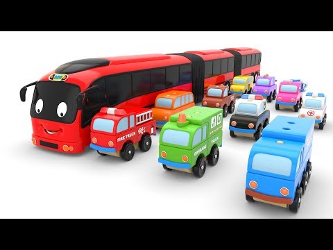 Learn Colors with Street  Vehicles Toys and Toy Bus for Kids