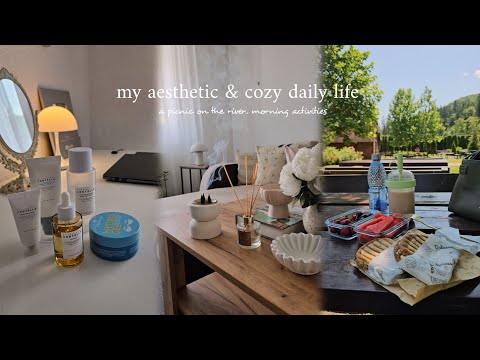 my aesthetic & cozy daily life 🏡| a picnic on the river, morning activities, cooking