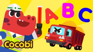 Aprenda o alfabeto com o T-Rex e máquinas pesadas!🦖🚜 | Canções para Crianças | Cocobi