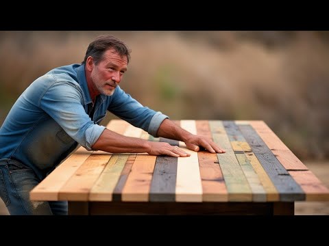 The Carpenter Recycles Old Pine Wood Into Magical Creations. How To Build A Table From Recycled Wood