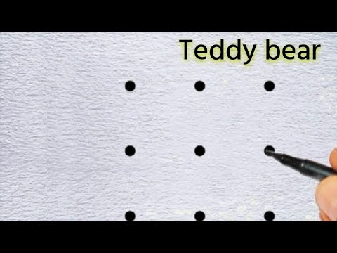 How to draw cute Teddy bear from 9 point | Easy Teddy bear drawing for beginners | Teddy bear