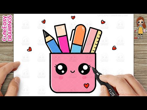 How to Draw a Cute Pen Stand - Easy for Kids