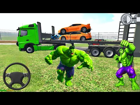 Transport Truck Hulk Superhero Mustang GTR Car Bus Indian Bike Driving 3d Android Gameplay