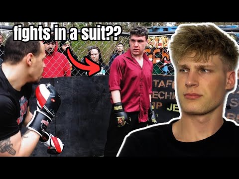 This guy fights in a suit?!