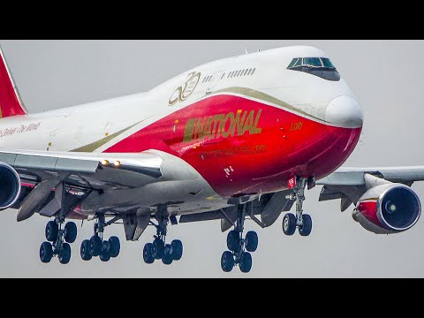 RED BOEING 747 LANDING + 60 Minutes of CARGO AVIATION at Liege (4K)