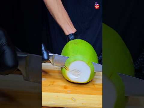 Beautiful green coconut ASMR cutting price US$6 dollar #satisfying
