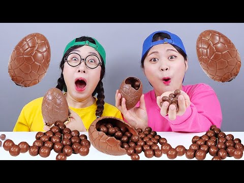 チョコレートデザート卵目玉ゼリー食べる音ドナ