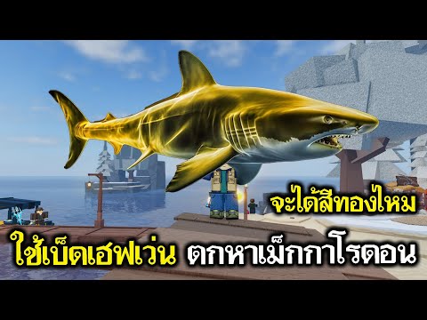 Fisch Roblox : ใช้เบ็ดเฮฟเว่นตกเม็กกาโลดอน จะติดกลายพันธุ์สีทองสักตัวไหม