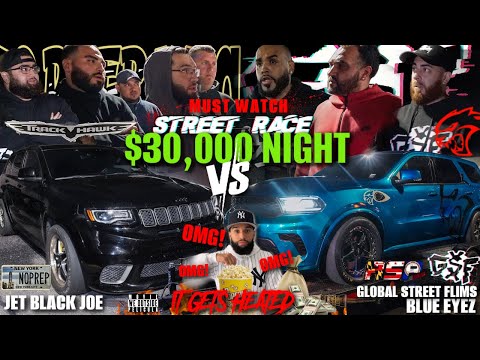 STREET RACE RSP BUILT HELLCAT DURANGO VS BUILT TRACKHAWK IT GETS HEATED! 🔥$30,000 POT UNBELIEVABLE 🤯