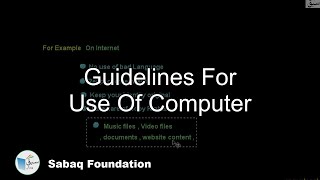 Guidelines for Use of Computer