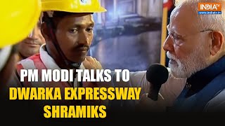 PM Modi Meets Shramiks Working on Dwarka Expressway Project