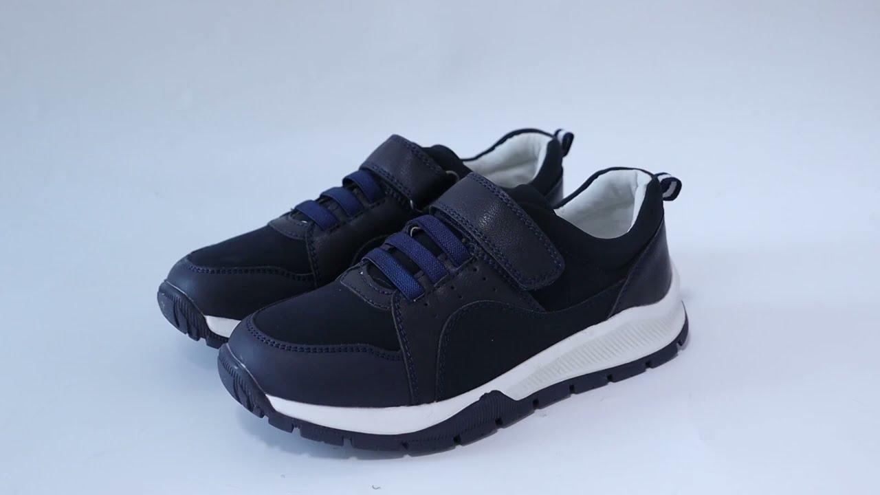 Туфли TIBURON на липучке шнурки-резинки синие  - видео