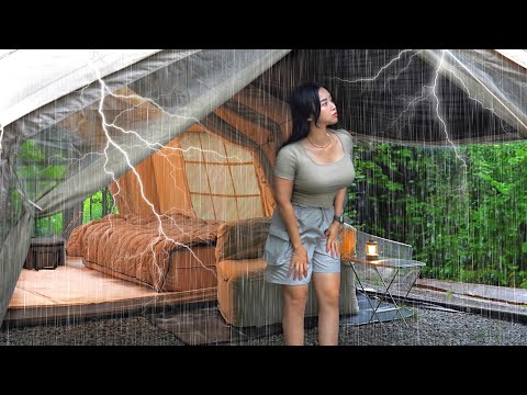 NONSTOP HEAVY RAIN CAMPING .🌧️ RELAXING RAIN SOUNDS ASMR . CAMPING IN THE RAIN .