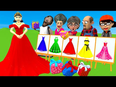 Scary Teacher 3D vs Squid Game Birthday Gift Beautiful or Faulty Dress & Dressing Room Challenge
