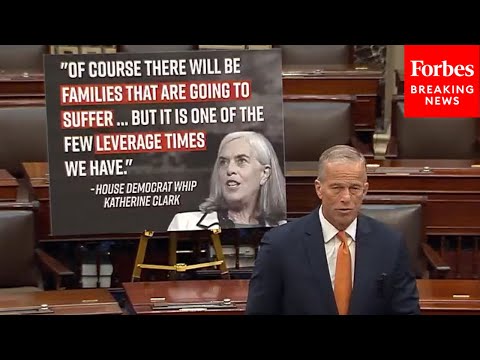 YouTube video thumbnail: John Thune Skewers Top House Democrat For Using Shutdown 'Suffering' As 'Leverage' Over Republicans