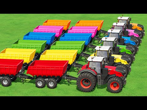 GIANT Transporter TRUCK vs SIX COLOR Fendt VARIO 1050 TRACTORS: Grass LOAD & SELLING ACTION! FS22