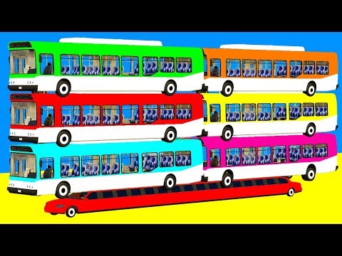 Learning Colors for Children Spiderman Cartoon For Kids - HUGE Bus Superheroes Cars