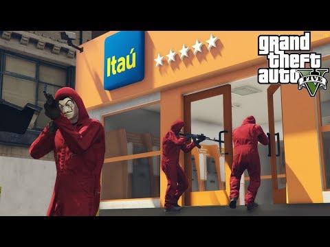 GTA V | VIDA DO CRIME : ASSALTO AO BANCO ITAÚ VESTIDO DE LA CASA DE PAPEL EP:10