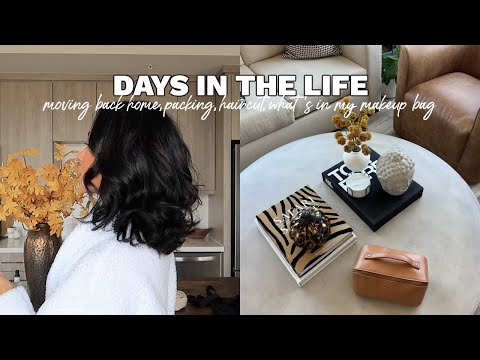 vlog: moving back home, packing, haircut, what's in my makeup bag