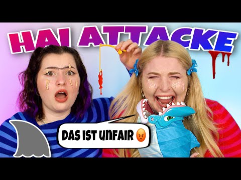 Ein HAI bestimmt unser MAKEUP 🦈😰 Wer wird öfter gebissen? 😳