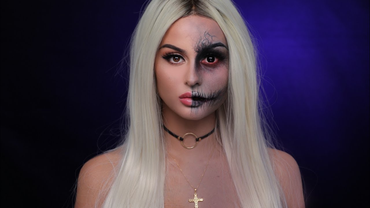 Two Face l Death Halloween Makeup Tutorial