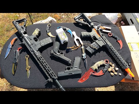 The Best Airsoft Rifle !!! Smashing Bottles Outdoors with Airsoft Guns