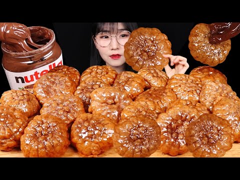 직접 만든 쫀득 찹쌀 약과 먹방! Yakgwa REALSOUND MUKBANG ASMR | Korean dessert Yakgwa & nutella | 甘い韓国デザート 薬菓