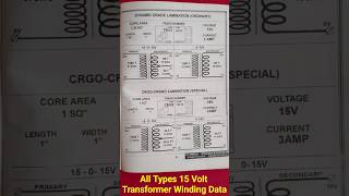 15 Volt Transformer Winding Data // 15-0-15 Volt and 0-15 Volt Transformer Winding Data