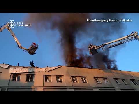 YouTube video thumbnail: Russia Barrages Ukraine's West With Missiles and Drones