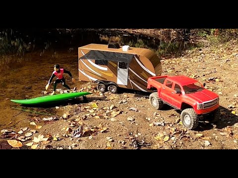 Rc trailer CAMPER ADVENTURE AND RC SURFER TEST ON BIG LAKE.