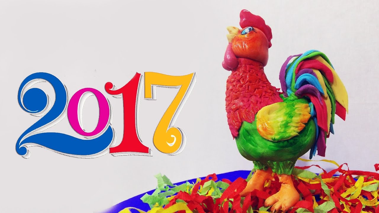 Петух символ 2017 года лепим из мастики / Cock the symbol of 2017 sculpt putty
