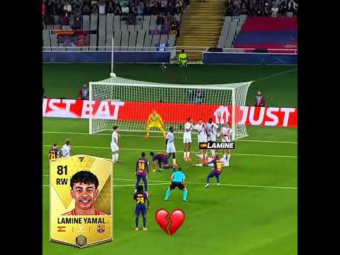Lamine free kick..😂#lamine #laminefreekick #fcbarcelonavspsg #laminevsmendes #football #fifamobile
