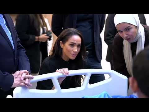 YouTube video thumbnail: Prince Harry and Meghan Meet Gaza Evacuees in Jordan