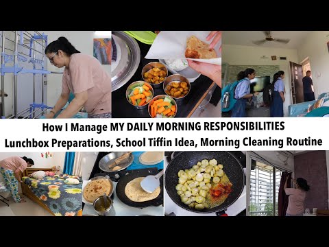 How Do I Manage BUSY MORNINGS | Kids School Lunchbox/Tiffin Idea | Daily Morning Cleaning Routine