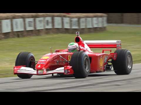 Ferrari F2001 V10 Michael Schumacher's title-winning F1 car SCREAMS up the Goodwill Hill