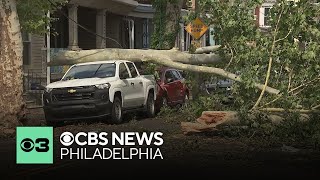 YouTube video thumbnail: Residents Begin Cleaning up After Strong Storms, Microbursts in Philadelphia and Pa. Suburbs