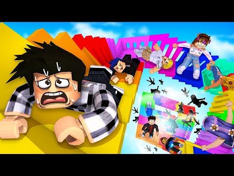 Survivre aux ESCALIERS GLISSANTS 100 JOUEURS dans Roblox !
