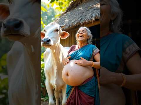 दादा जी के पास काली और दादी के पास सफेद गाय होती है😭 #cow #summer #milk #village #sadstory #ai #new