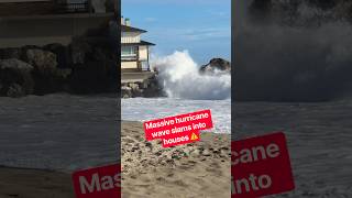 Massive wave slams into house from Hurricane Marie in Southern California ⚠️ #hurricane #waves