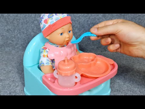 7 Minutes Satisfying with Unboxing Cute Pink Baby Bathtub Playset, Beds for Baby Dolls ASMR