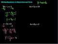 Writing Equations in Slope-Intercept Form