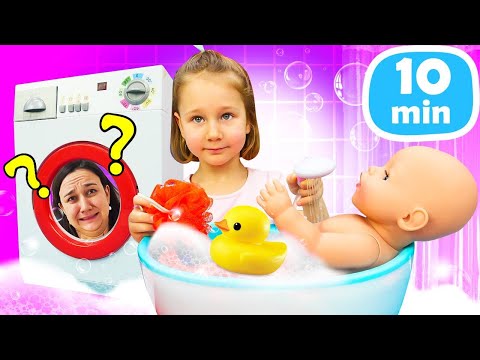 Le faccende domestiche insieme ai bambini piccoli! Video divertente con i giochi per bambini