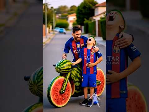 Ronaldo creates giant watermelon rat to fight Messi...#ronaldo #ai #shorts