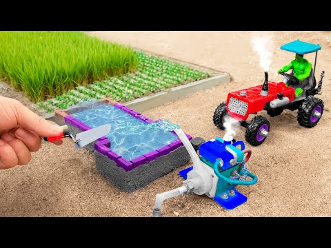 diy tractor diesel double water pump run | Diy tractor making mini plow machine plant rice fields