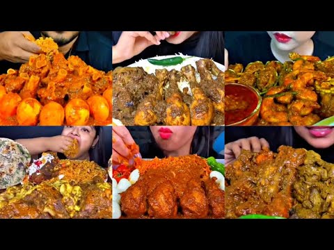 ASMR EATING SPICY MUTTON CURRY, CHICKEN CURRY, EGG CURRY | BEST INDIAN FOOD MUKBANG |Foodie India|