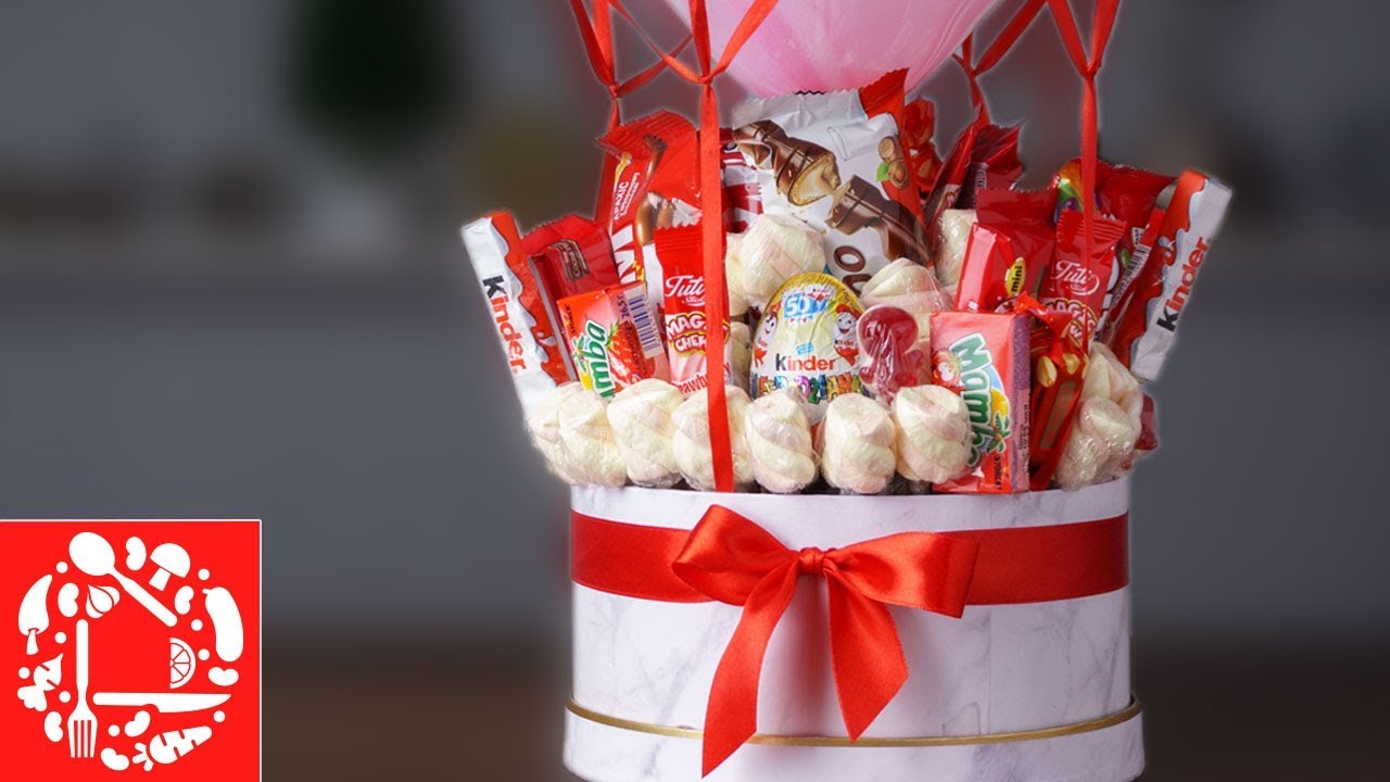 Букет из Конфет для детей на Воздушном Шаре Как сделать букет в коробке своими руками