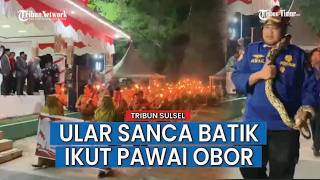 Ular Sanca Batik dan Petani Ikut Pawai Obor, 48 Rombongan Meriahkan Lapangan Merdeka Sengkang